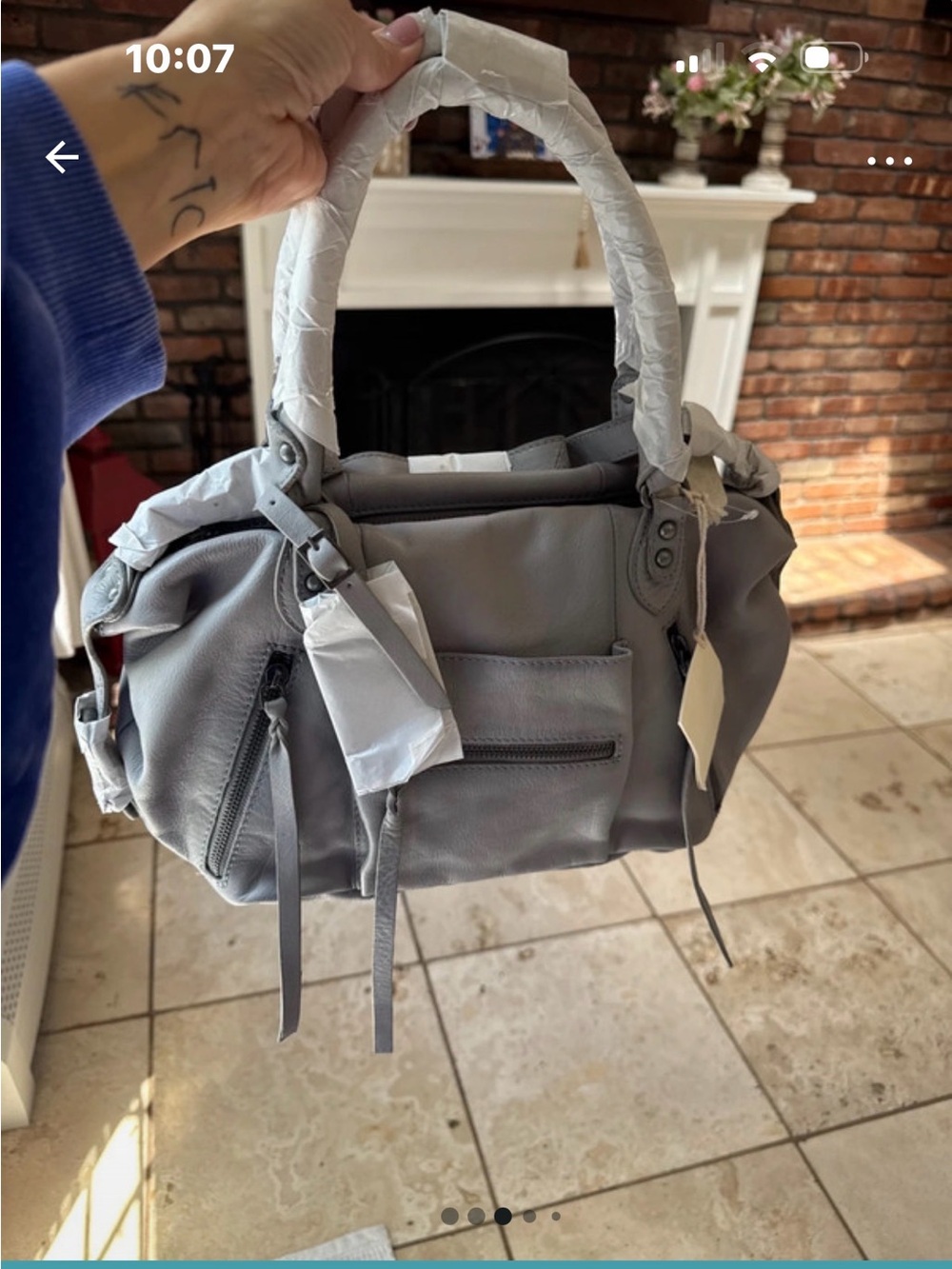 Free people baby emerson Gray Leather Satchel Handbag - sold out color